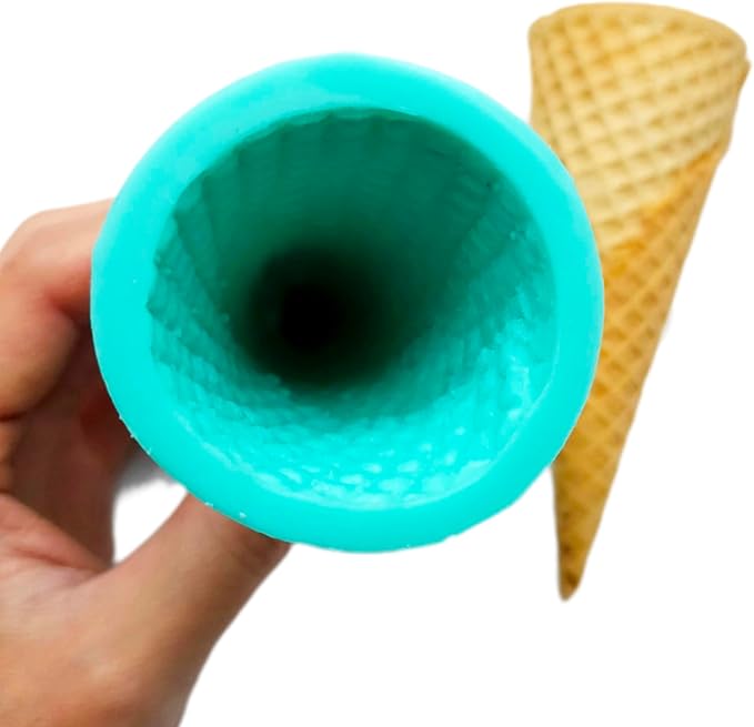 Natucraft Waffle Cone Mold, Realistic Ice Cream Cone Silicone Mold, Turquoise, Baking Molds, Food Preparation Mold