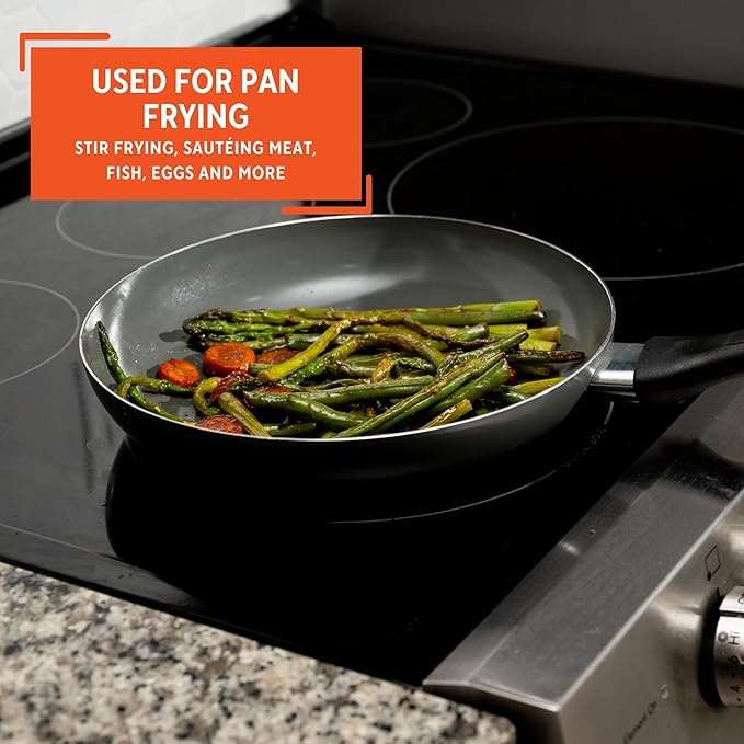 IMUSA 10-Inch PFAS Free Ceramic Nonstick Fry Pan, Gray Aluminum Skillet for Sautéing, Stir Frying & Everyday Cooking