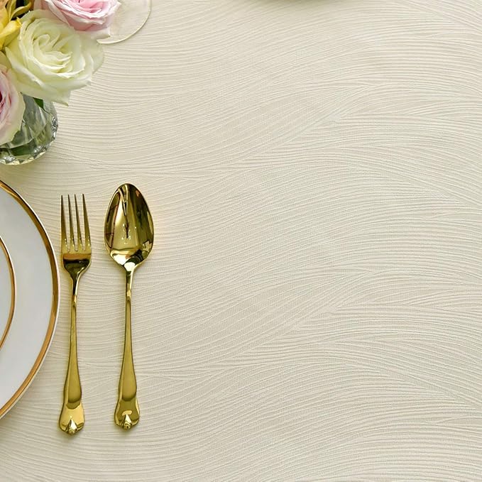 maxmill Square Tablecloth Swirl Design Water Resistance Antiwrinkle Heavy Weight Soft Table Cloth for Buffet Banquet Parties Event Holiday Dinner Square 70 x 70 Inch Ivory
