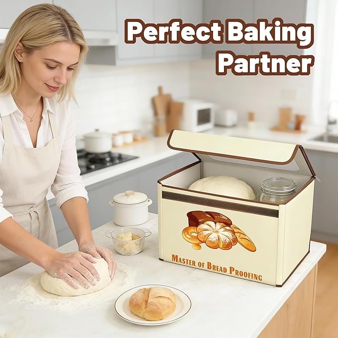 Foldable Bread Proofing Box with 3-Sided Even Heating, 68–131°F Precise Temp Control & 99H Timer, Large Capacity Sourdough & Dough Proofer for Home Baking, Pizza, Yogurt, with Metal Rack