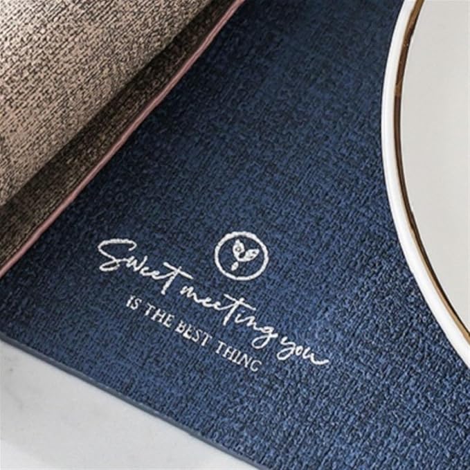 Faux Leather Heat Table Placemats Set of 1/4/6 Waterproof Wipeable Dining PU Place Mats for Indoor & Outdoor(TEX-Grey,45x30cm 4pcs)