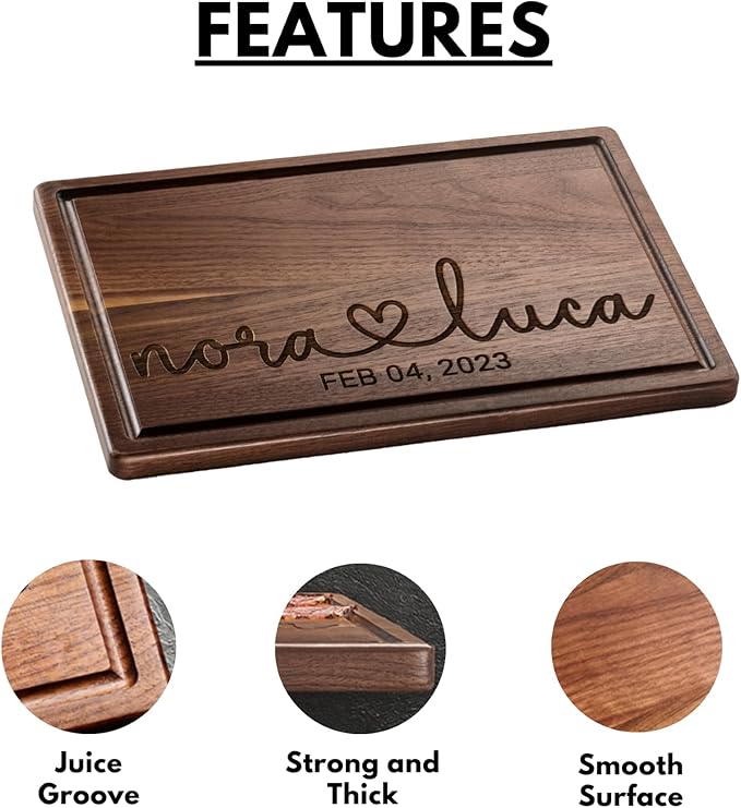 Personalized Cutting Board Wedding Gift, Customized Bridal Shower Gifts, Wedding Shower Gifts, Engraved Gifts for Couples 2026, Custom Anniversary Wooden Gifts