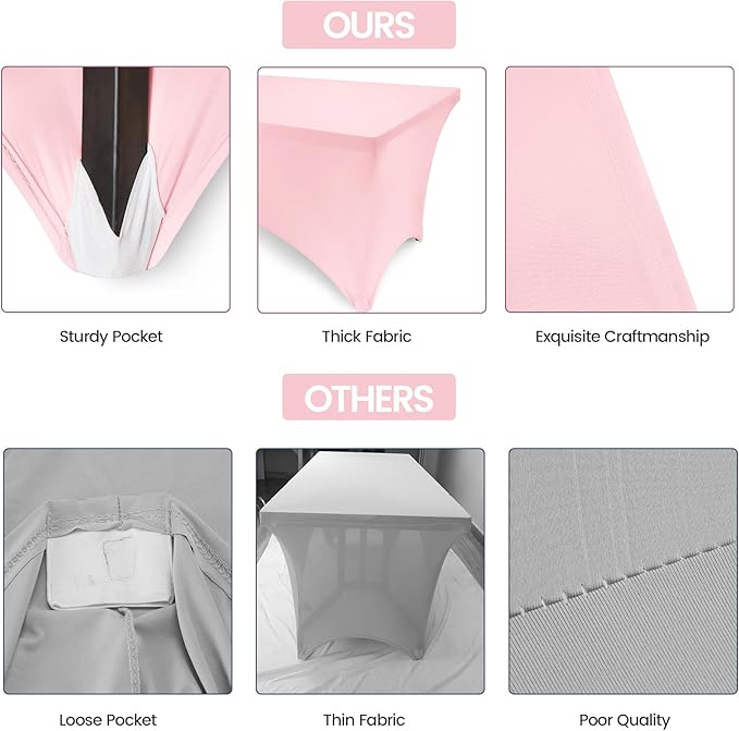 Utopia Kitchen Spandex Tablecloth 1 Pack [6FT, Pink] Tight, Fitted, Washable and Wrinkle Resistant Stretch Rectangular Patio Table Cover for Event, Wedding, Banquet & Parties [72Lx30Wx30H Inch]
