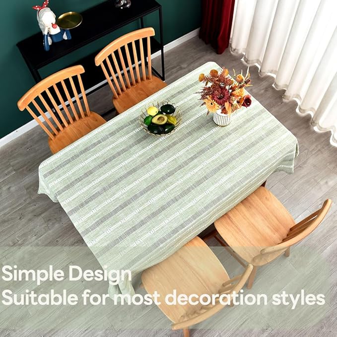 Heavy Duty Cotton Table Cloth for Rectangle Table Sage Green Rectangular Farmhouse Vintage Tablecloth Washable Rustic Table Cover (Sage Green,52''x 98'')