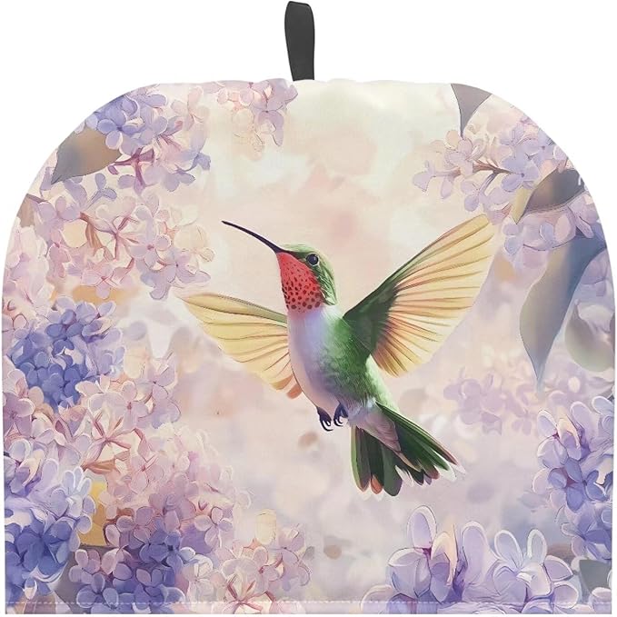 Hummingbird Purple Flower Tea Cozy for Teapot Insulated Tea Cosy Washable Tea Pot Dust Covers Breakfast Warmer for Home Kitchen Office Holiday Party Décor