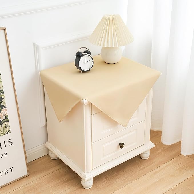2 Pack Small Square Table Cloth 24X24 Inch Beige Washable Fabric Tablecloth Polyester Solid Table Cover for Night Stand End Table Side Table Outdoor Indoor