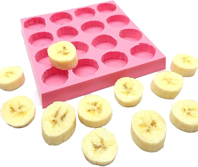 Banana slices silicone mold 16 cavities banana mold Realistic fruits molds wax melts molds NC074