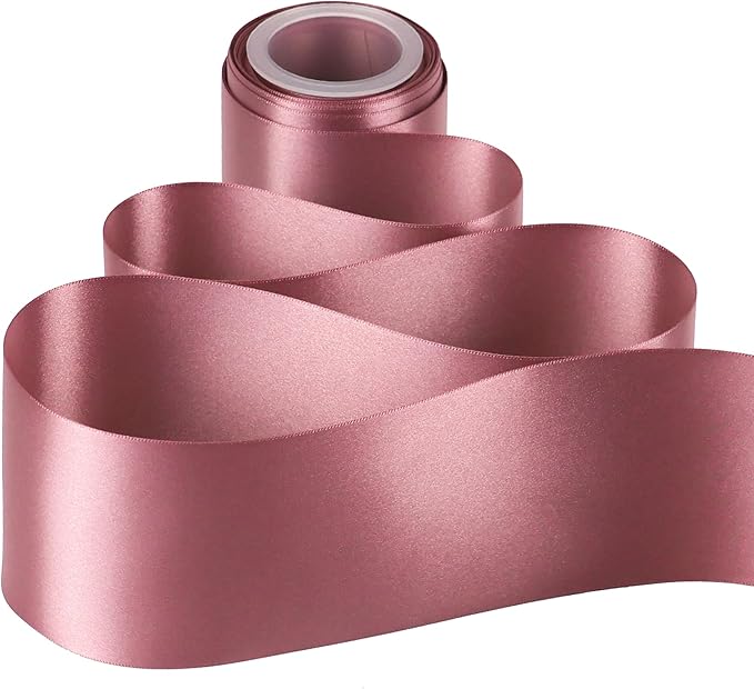 MEEDEE Mauve Satin 3 Inch Ribbon Lux Double Faced Satin Ribbon by 10 Yards Pink Silk Ribbons Rosy Mauve Wide Ribbons for Crafts, Christmas Tree Decoration, Flower Bouquet, Weddings