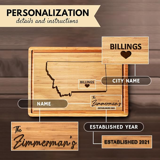 Michigan Cutting Board - Personalized Destination Home Decor, Bamboo State Shaped Gifts, Souvenir Gift for Host Family, Moving Away Gifts Custom