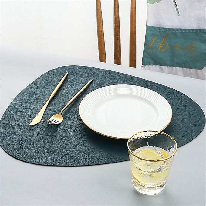 6pcs PU Placemats for Table Waterproof Non-Slip Insulation Leather Place Mats Set Nordic Style(White)
