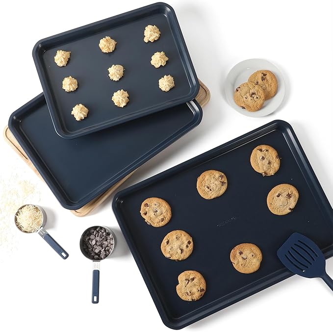 Calphalon Legacy 3 Piece 18 ", 15" and 13" PFA Free Nonstick Cookie Sheet - Navy Blue