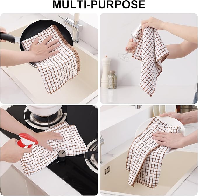 Kitinjoy Cotton 24 Pack Terry Kitchen Towels, 16 x 25 Inches Super Soft and Absorbent Dish Towels, Quick Drying Hand Towels for Kitchen Drying, Mix Color