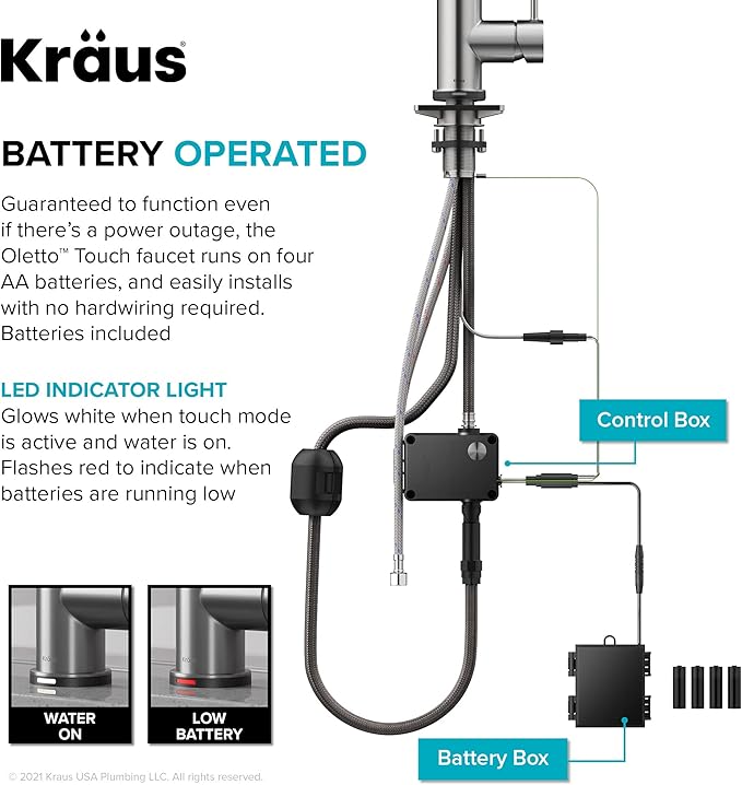 KRAUS Oletto Contemporary Single-Handle Touch Kitchen Sink Faucet with Pull Down Sprayer in Spot Free Stainless Steel, KTF-3104SFS