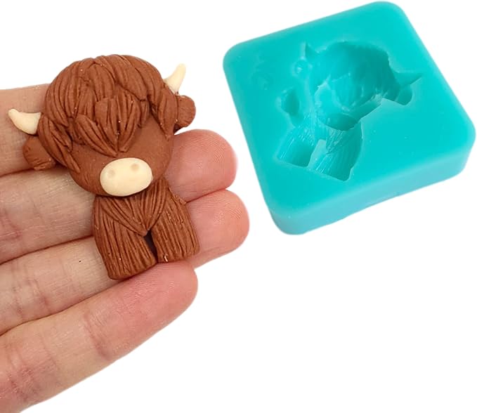Highland cow head highland cattle farm Multi Project Silicone Mold DIY polymer clay molds resin molds (Model B cow) 090