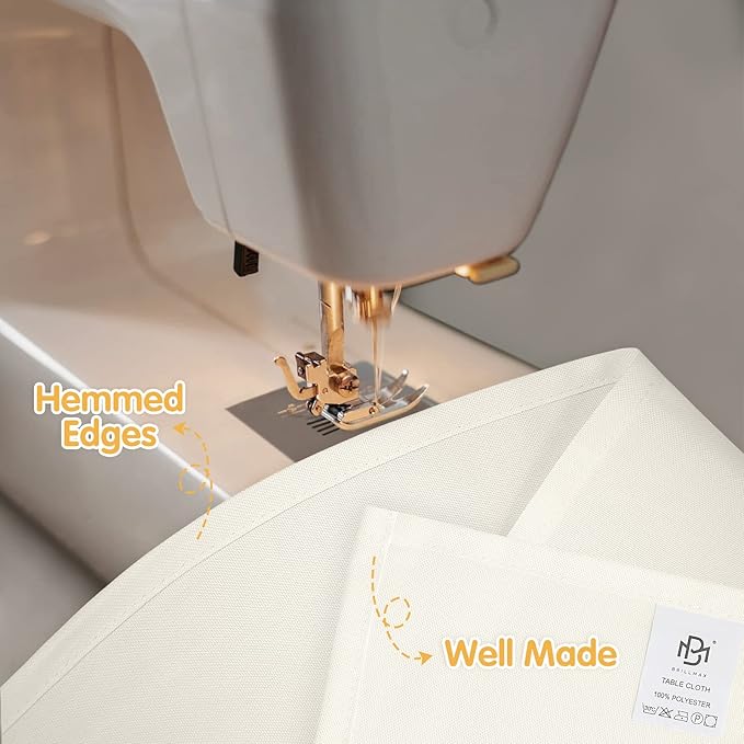 BRILLMAX 4 Pack Ivory Tablecloths 90 x 132 Inch for 6ft Rectangle Tables - 150 GSM Polyester Fabric, Floor Length Drop, Water, Stain & Wrinkle Resistant Cloth Cover for Wedding Reception Banquet