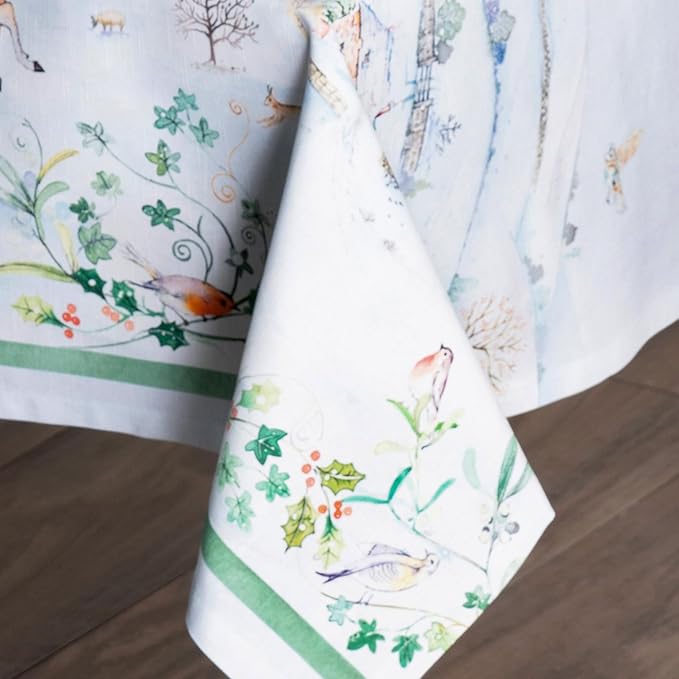 Maison d' Hermine Table Cloth Rectangle Table 100% Cotton 54 x 72 Inches Fall Tablecloth Reusable Everyday Use for Thanksgiving Christmas Decorations Dining Farmhouse Party (Snowy World)