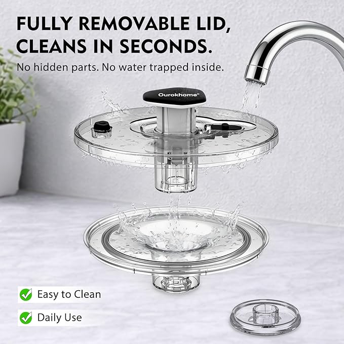 Ourokhome Salad Spinner Lettuce Dryer, One-handed Easy Press Large Vegetable Dryer Salad Mixer with Comfortable and Retractable Pusher and Brake Button for Greens, Herb, Berry, Fruits, 6.3 QT, Black