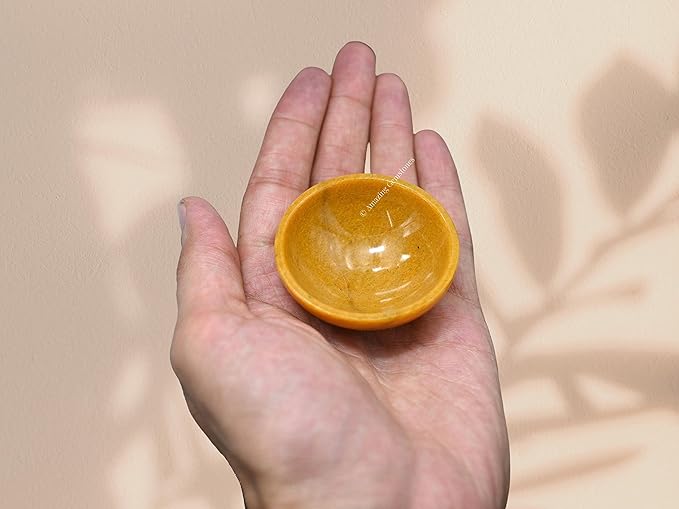 Yellow Jasper Crystal Bowl - 2 Inch Decorative Bowls for Room and Home Decor - Gemstone Healing Crystals for Elegant Display, Positive Energy Balance and Gift