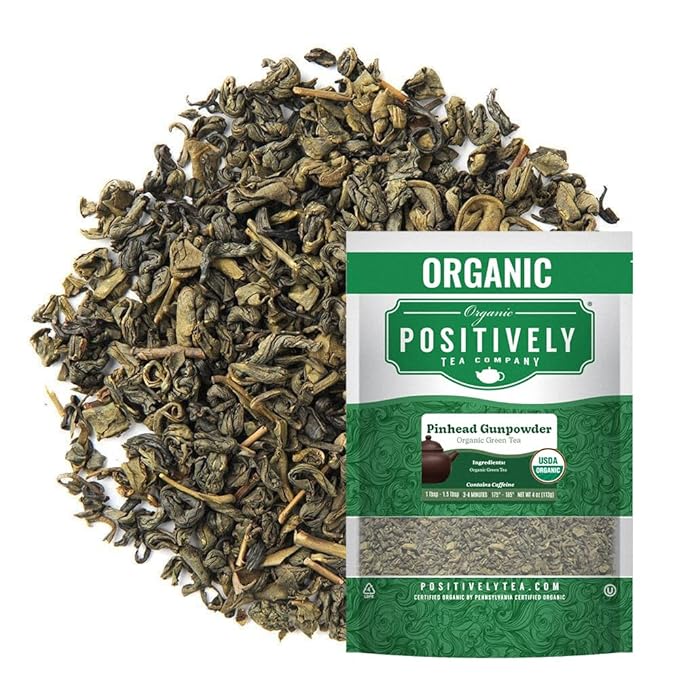 Organic Positively Tea Company, Pinhead Gunpowder Green Tea, Loose Leaf, 4 Ounce