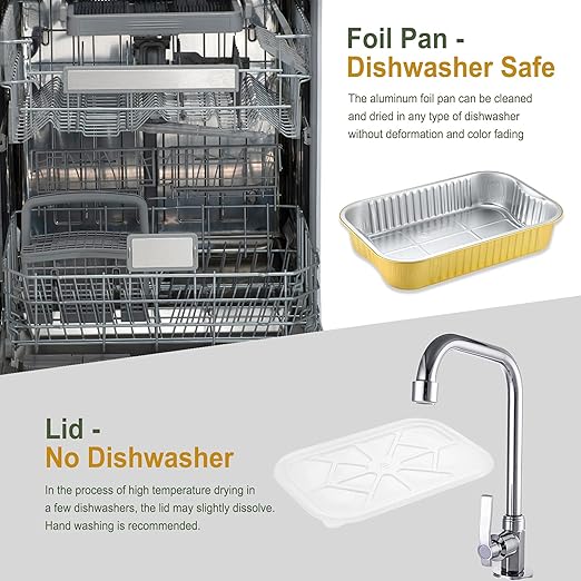 13" x 8.8" Heavy-Duty Aluminum Foil Pans with Lids & Handles, 118oz, 5 Pack – Extra-Thick Disposable Foil Containers for Oven, Baking, Freezer & Food Storage