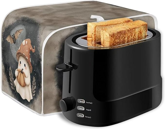 Doojoayie Toaster Cover Kitchen Halloween Decor Dust Proof Oven Cover with Ghost Print 4 Slice Bread Maker Protector Kitchen Toaster Protection