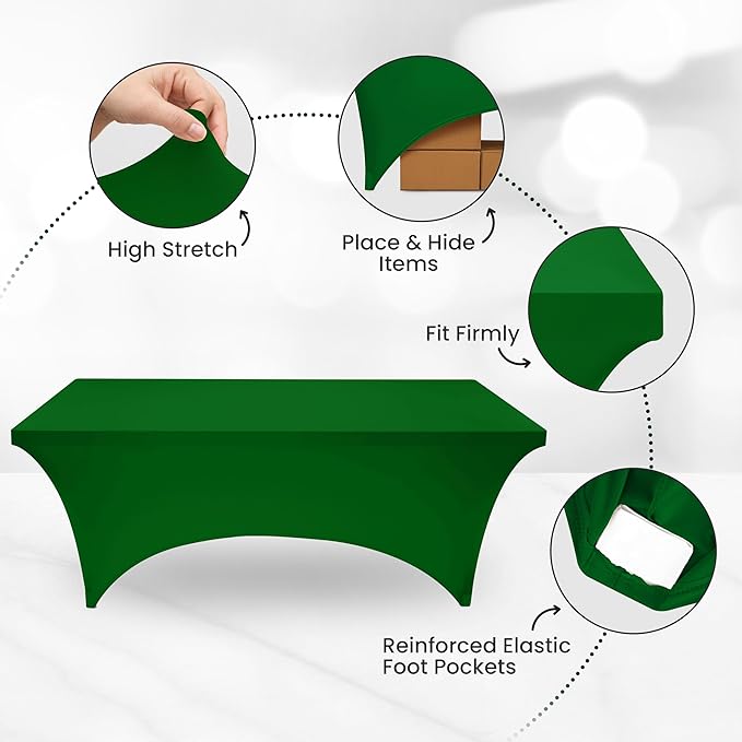 Utopia Kitchen Spandex Tablecloth 1 Pack[6FT, Emerald Green] Tight, Fitted, Washable and Wrinkle Resistant Stretch Rectangular Patio Table Cover for Event, Wedding, Banquet & Parties[72Lx30Wx30H Inch]
