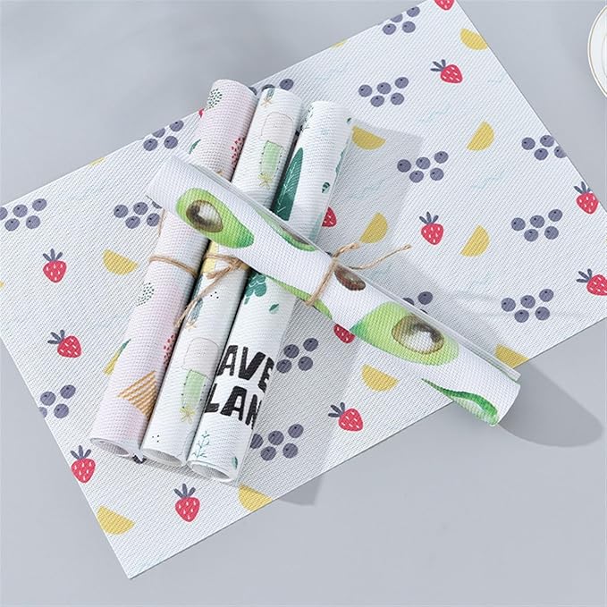 PVC Woven Placemats Set of 4 for Kitchen Dinner Table Place Mats Dining Office Placemat Plastic Table Decor Mats(PM-3)