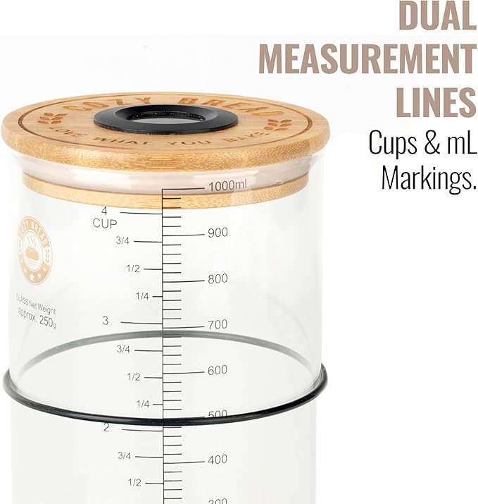 Cozy Bread® Digital Sourdough Starter Jar – 34oz Glass Fermentation Jar with Digital Temperature & Humidity Sensor | Perfect for Growing Sourdough Starter | USA Brand
