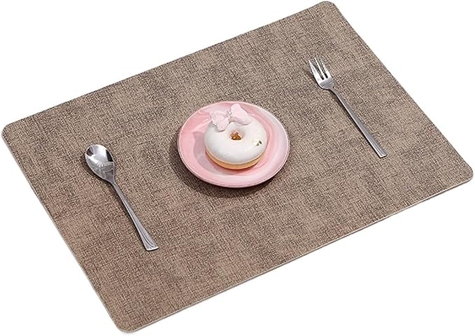 Anti Crease PU Leather Placemat Waterproof Heat- Wipeable Dining Table Mats for Home Kitchen(Rectangle H)