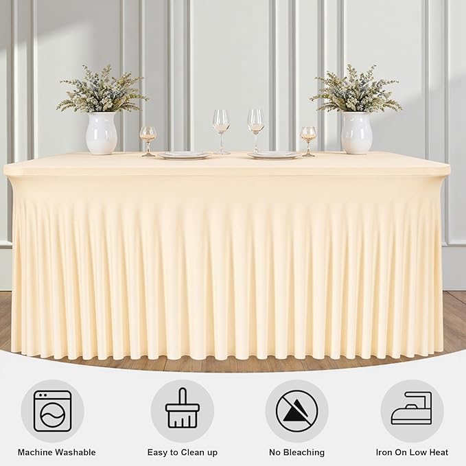 Rectangle Tablecloth, 60 Inch Washable & Wrinkle-Resistant, Bright Silk Cover Smooth Fabric Table Cloth,Waterproof Dining Table Cover for Kitchen, Party, Wedding & Event, Champagne(2Pack)