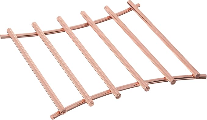 Spectrum Trivets for Hot Dishes Pots and Pans Heat Resistant Protector for Kitchen Counter Dining Tables, Large 8 Inch Euro Square Decorative Metal Trivet Countertop Hot Pot Plate Dish Holder, Copper