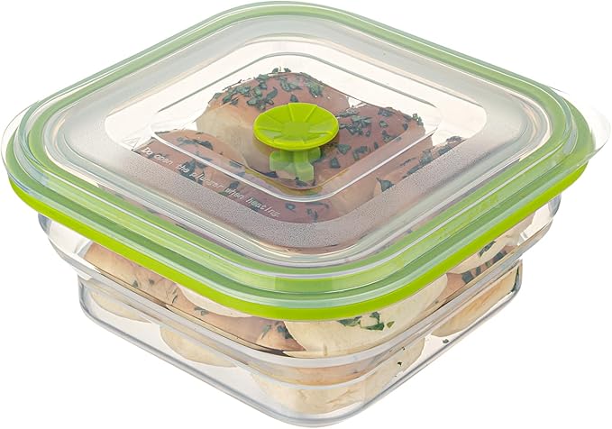 Restaurantware-Fresh Hero 37 Ounce Storage Containers, 1 Durable Airtight Food Containers - Microwavable, Freezable, Green Silicone, Collapsible, Dishwashable, With Vented Lids