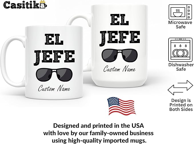 Mug Idea for Boss. El Jefe 11 oz Coffee Mug. Funny Saying in Spanish for The Bosses. Regalo para Tu Jefe. (Custom)