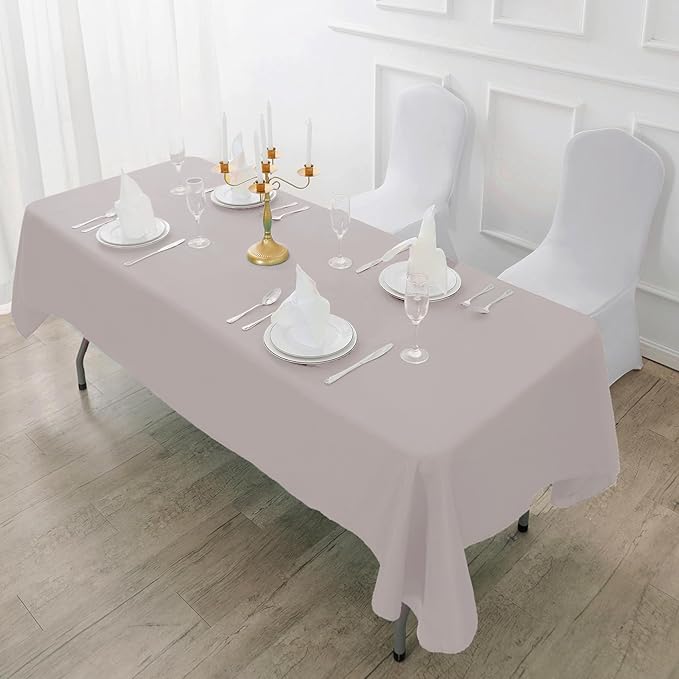 Fokitut 2 Pack Waterproof Rectangle Tablecloth, 60x102 Inch, Stain Resistant and Wrinkle Polyester Table Cloth, Fabric Table Cover for Kitchen Dining, Wedding, Party, Holiday Dinner-Silver