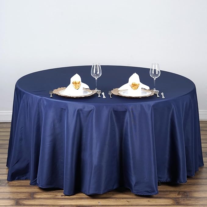Efavormart 108" Wholesale Round Tablecloth Polyester Round Table Linens for Wedding Party Banquet Restaurant - Navy