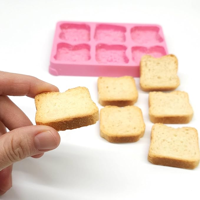Bread toast miniature cookie pastry Bread toast Mold 6 cavity mold wax melts mold Soap mold Candle making mold NS003