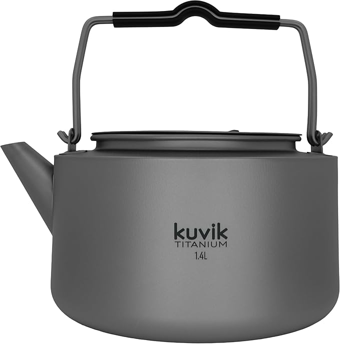 Kuvik Titanium Kettle 1.4L (47.3 oz) - Ultralight and Compact Kettle for Backpacking, Camping, and Home