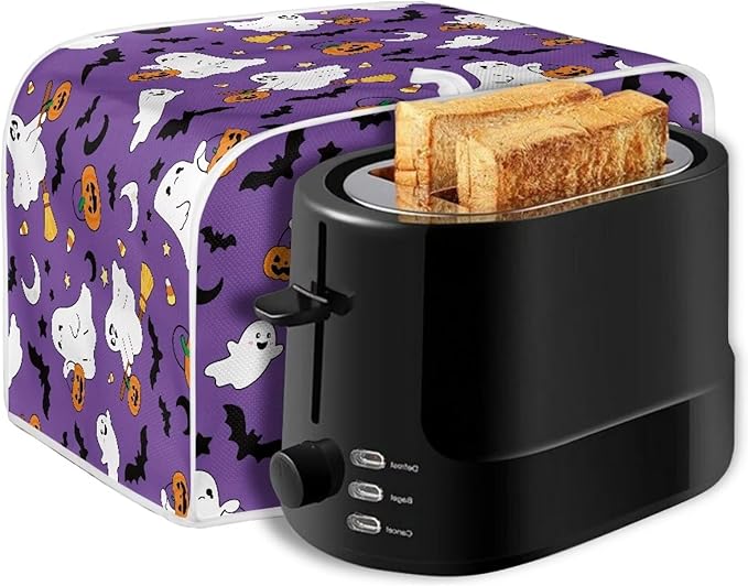 Doojoayie 4 Slice Toaster Cover Cute Ghost Small Appliance Cover Dustproof Toaster Halloween Decor Machine Protection for Most Standard Toasters