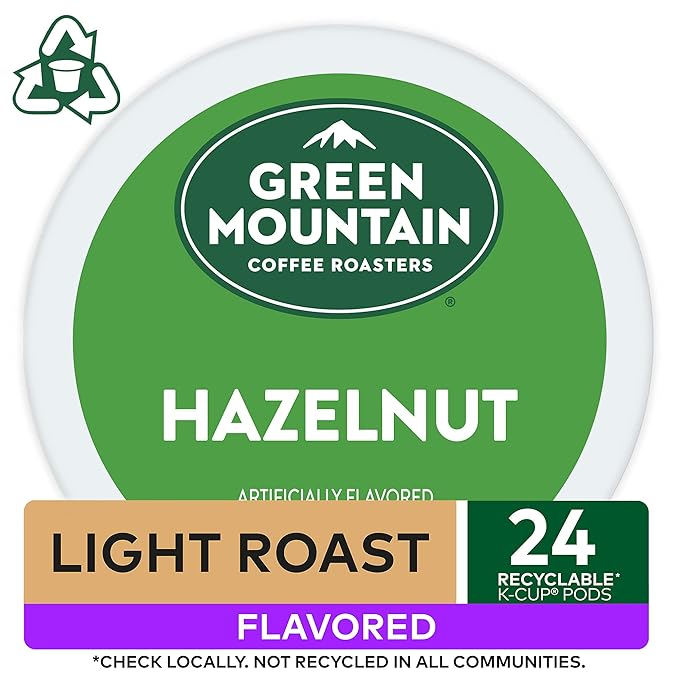 Green Mountain Coffee Roasters Hazelnut, Single-Serve Keurig K-Cup Pods, Flavored Light Roast Coffee, 24 Count