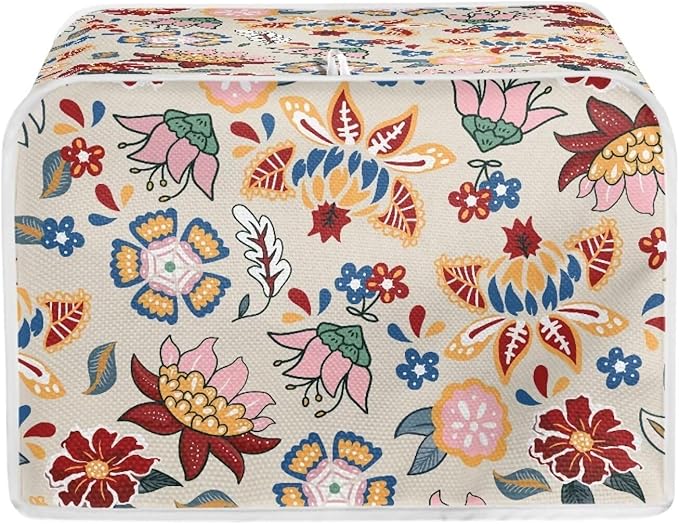 Doojoayie Toaster Cover Dust Resistant Cover for Kitchen Small Appliance Florals 4 Slice Bread Machine Protector Decorative Accessories for Home Kitchen