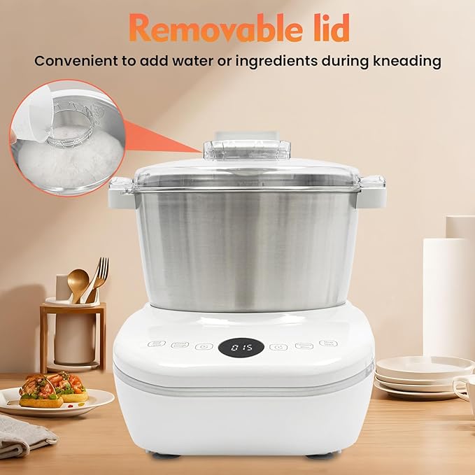 Electric Dough Maker with Ferment Function Dough Mixer Machine 304 Stainless Steel 5QT Automatic Pasta Machine Commercial Flour Kneading Machine for Baking Bread Dumpling