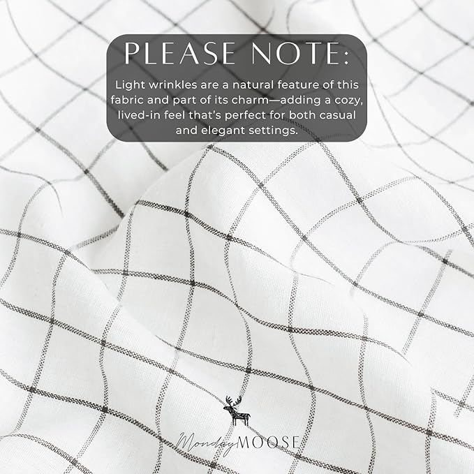 MONDAY MOOSE Plaid Farmhouse Picnic Grid Style Decoration Rectangle Natural Stonewashed Cotton Tablecloth for Kitchen, Dining Room, Restaurant (55x70 inch, Charcoal Grid)