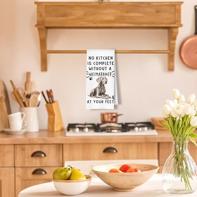 Weimaraner Funny Dog Kitchen Hand Towels - A Kitchen is Not Complete Without A Weimaraner Dish Towel Waffle Weave Hand Towels for Home Bathroom,Dog Lovers Gift,16×24 Inch