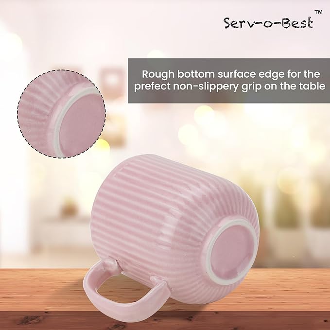 Ceramic Coffee Mugs with Handle Set – 2-Piece 11 Oz Ceramic Coffee Cups & 9" Tray, Handmade Pastel Pink Color, Microwave Safe Gift Set for Tea Lovers, Home Kitchen Décor