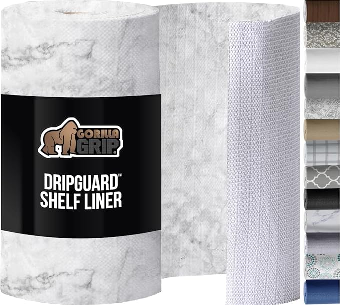 GORILLA GRIP Slip Resistant Drawer and Shelf Liner 2 Pack, Non Adhesive Water Resistant, Easy Clean and Trim, Smooth Surface Liners for Kitchen Cabinet, Shelves, Drawers, Pantry, 20 IN x 20 FT, Marble