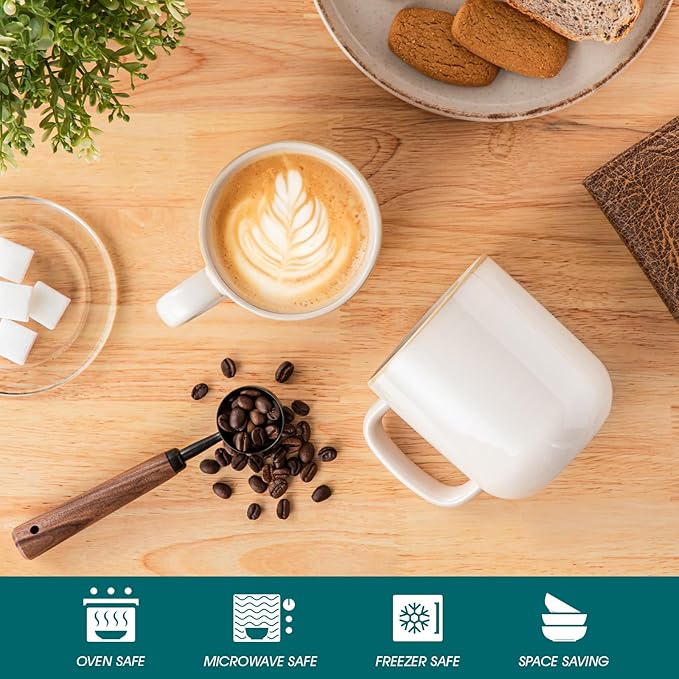 vancasso 16 oz Coffee Mugs Set of 6, Large Ceramic Mug with Handle, Unique Glaze Coffee Cups for Latte, Cappuccino & Hot Cocoa, Dishwasher & Microwave Safe, Beige, Series PLAYA