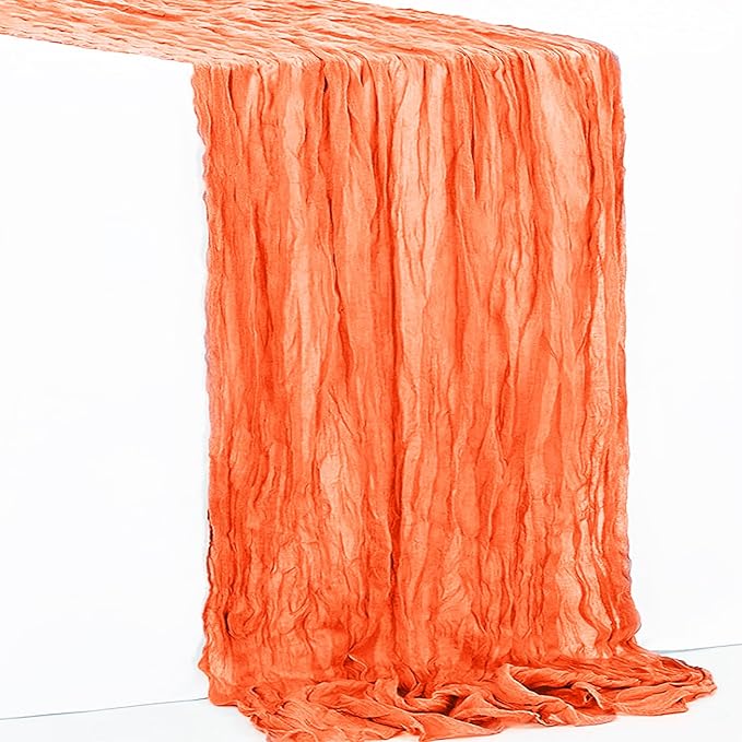 10 Pack Orange Cheesecloth Table Runner 35x120 Inch 10Ft Rustic Gauze Cheese Cloth Table Runner Sheer Cheesecloth Table Runners for Wedding Party Bridal Shower Decoration