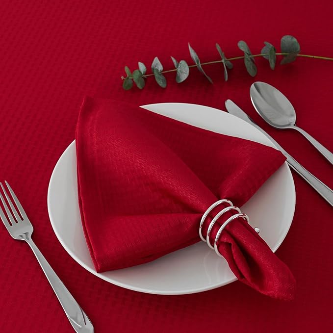 maxmill Jacquard Cloth Napkins 20 x 20 Inch Weaved Texture Pattern Soft Comfortable and Luxury Serviette for Christmas Family Dinners Parties and Banquets Set of 4 Pieces, Red