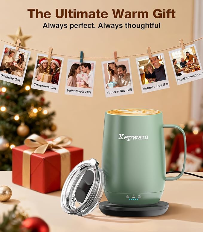 Kepwam Heated Coffee Mug T2-Plus, 20oz Leading Large Capacity Self Heating Coffee Mug, Up to 8 Hrs Battery & Hot Up to 149℉, Smart Coffee Mug for Women, Men
