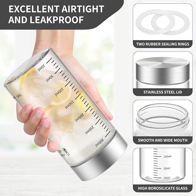 25 Oz Glass Juice Bottles, 6 Pack Glass Bottles with Lids, BPA Free, Borosilicate Glass, Leak Proof Lids for Juicing, Smoothies, Water Bottles, Food Storage, Shaker Bottles